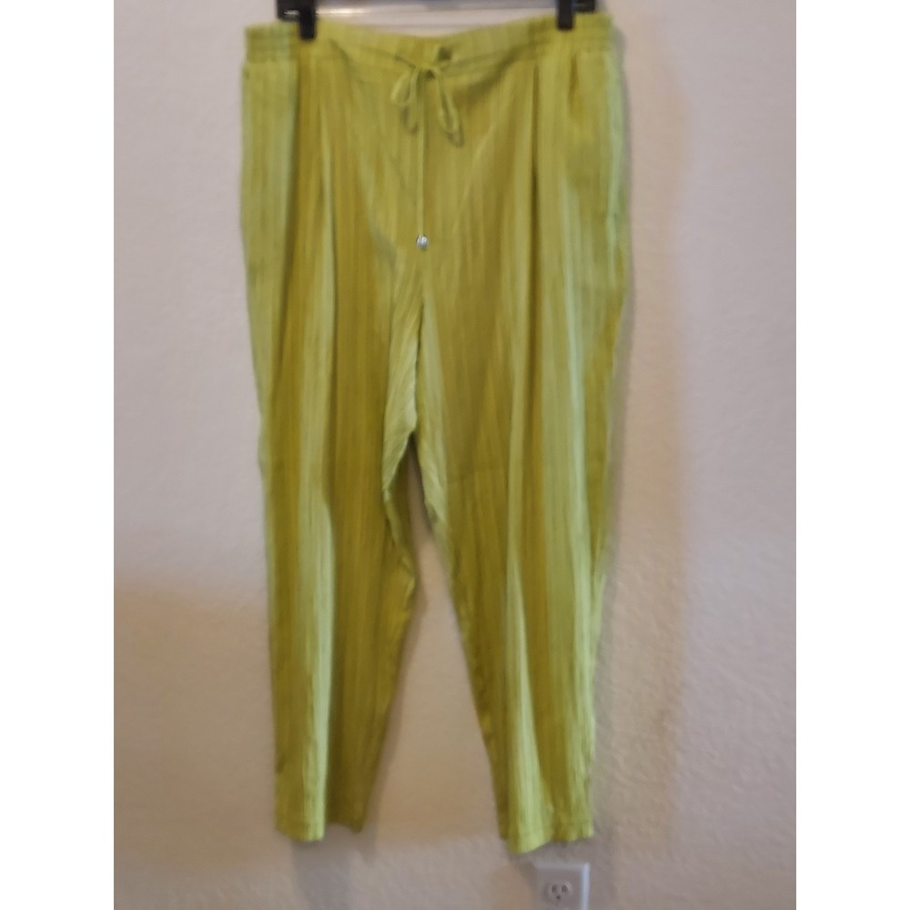 SOHO Chartreuse Split Wide Leg Pants Pull On Stretch L,‎ BOHO
